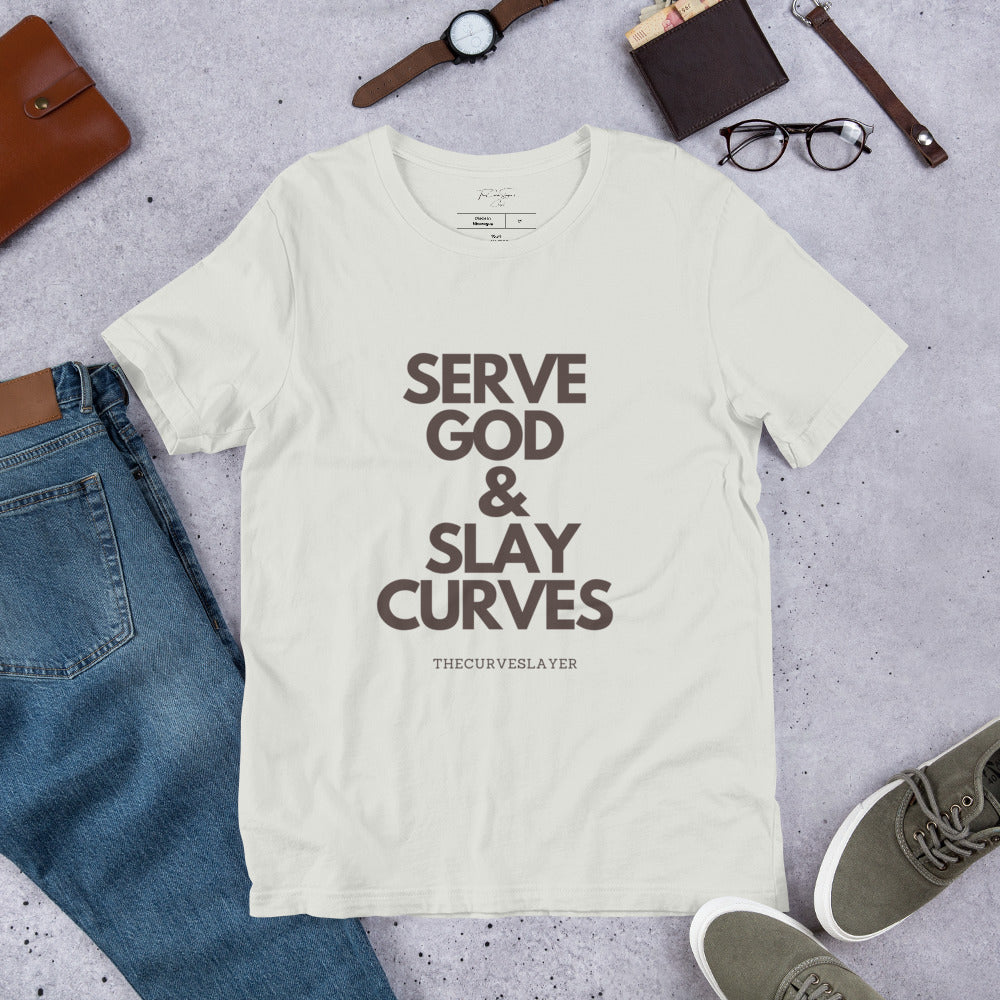 Serve & Slay Short-Sleeve Unisex T-Shirt (Brown Print)